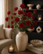 Chinese Rose (real touch) 22 × 22 × 82 cm - Rood - Afbeelding 2